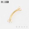 INTERNALLY THREADED CZ PRONG SET EYEBROW ASTM F-136 IMPLANT GRADE TITANIUM CURVED BARBELL